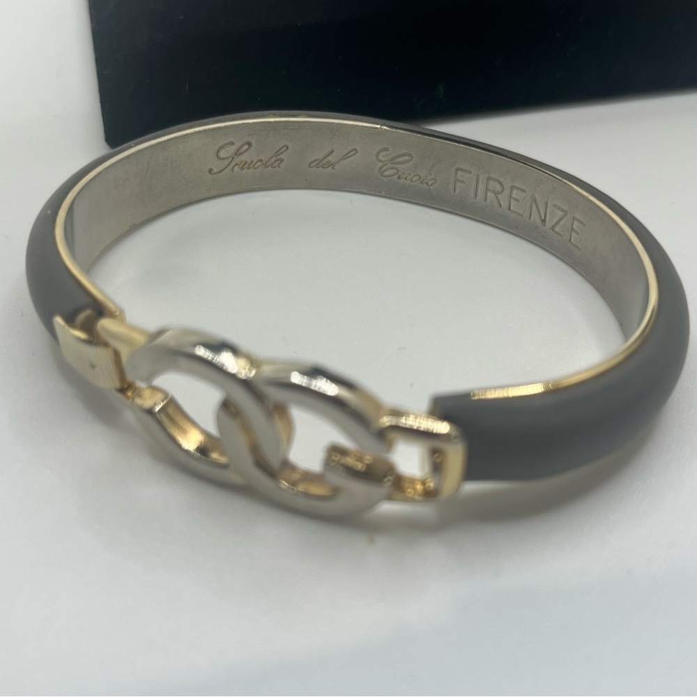 Scuola del Cuoio Firenze Italian Leather Bracelet Gray - Picture 4 of 11